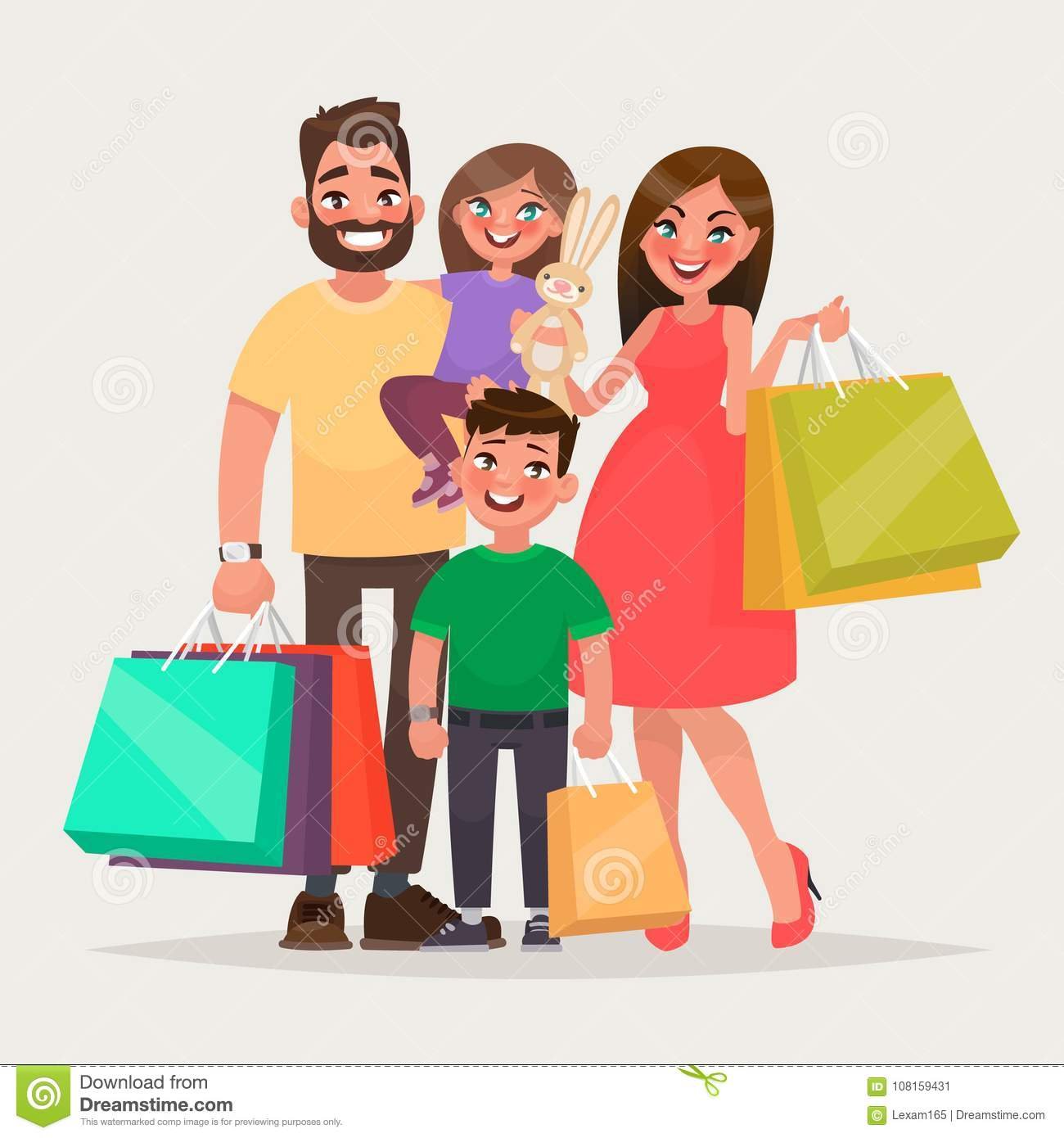 Семья с покупками